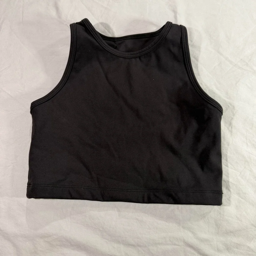 Viella Dance Collection Kids Black High Neck Racerback Cropped Tank Top Size M